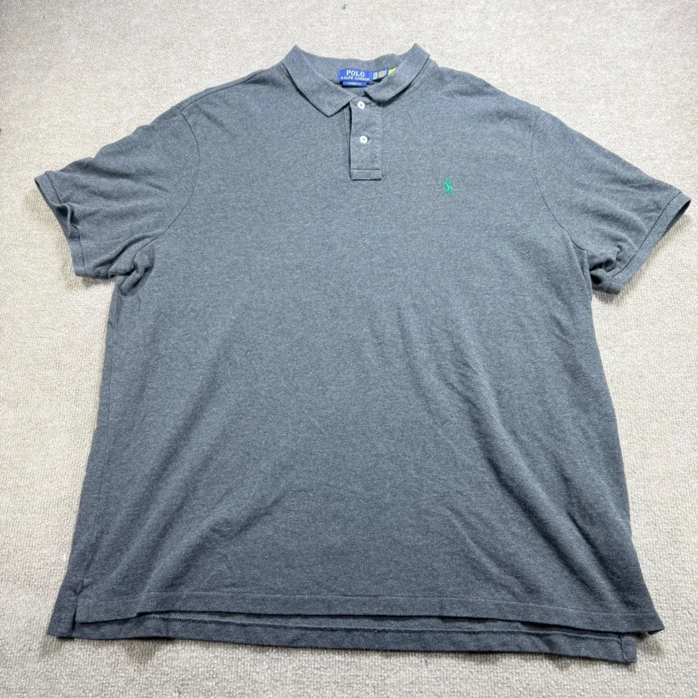 Polo Ralph Lauren Mens XXL Classic Fit Gray Cotton Mesh Short Sleeve Polo Shirt